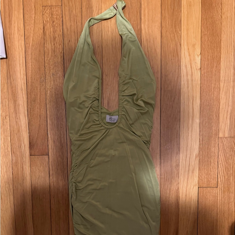 Oh Polly green halter neck mini dress